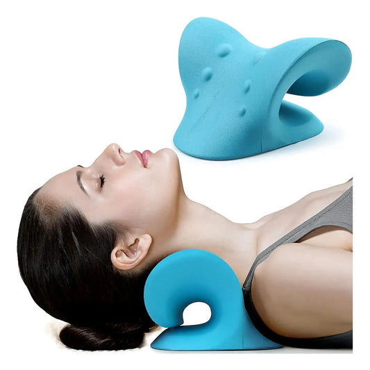 Almohada cervical Tipo C mostrando el producto y su ubicación bajo el cuello