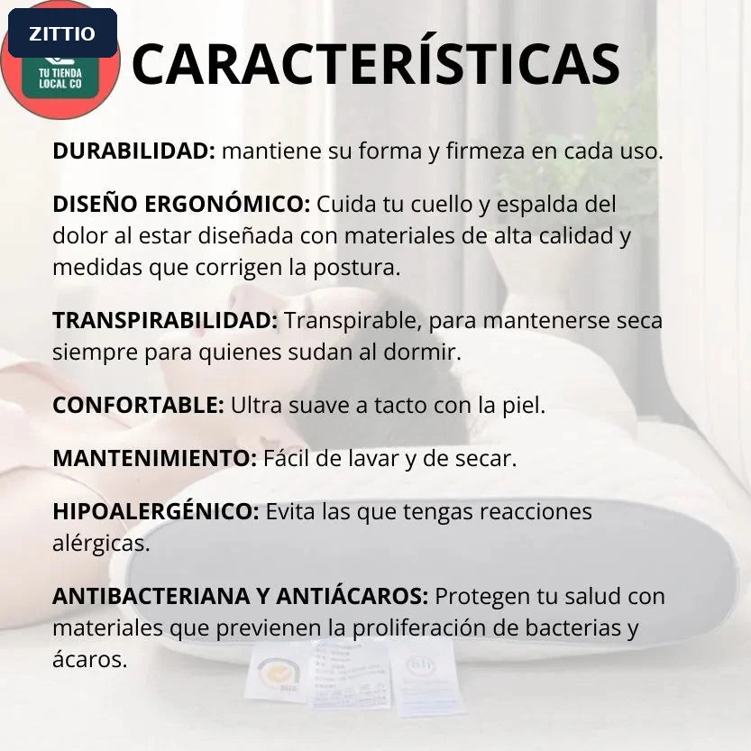 Características de la almohada ergonómica 3D ZITTIO